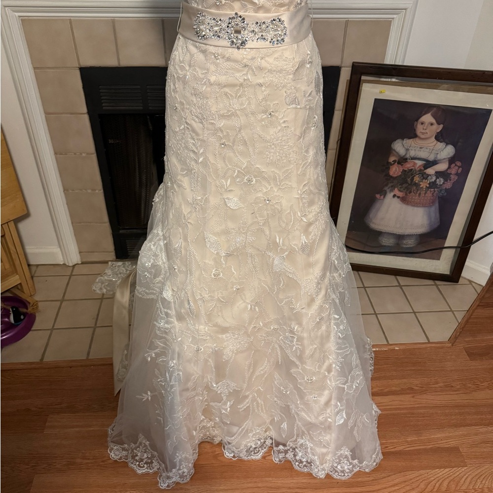Coco Anais Cream Strapless Crystal and Lace Wedding Dress - Picture 4 of 9